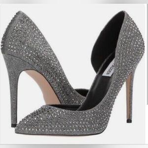 STEVE MADDEN Silver Studded d'Orsay Heel 7.5M